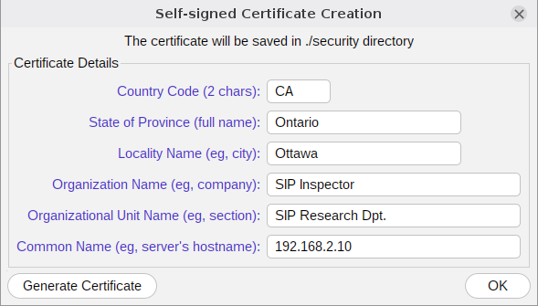 Figure 57 - Tools/Security Certificate