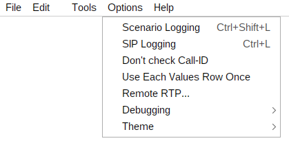 Figure 37 - Options menu