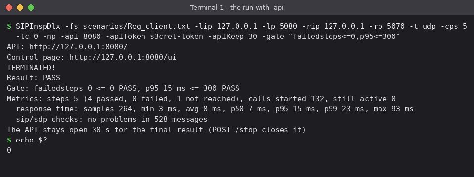 Figure 14 - Terminal 1: the run, from the start to the end