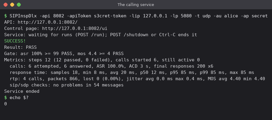 Figure 18 - The calling service, from the start to POST /shutdown