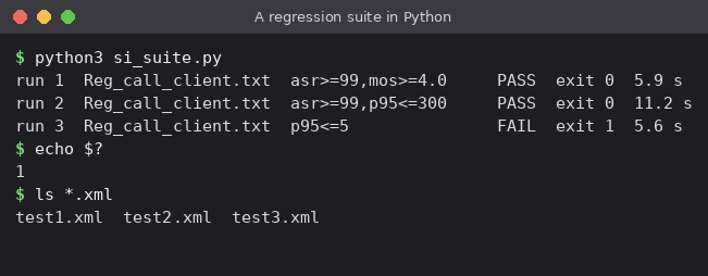 Figure 19 - The suite: two tests passed, one failed, and a JUnit report of each